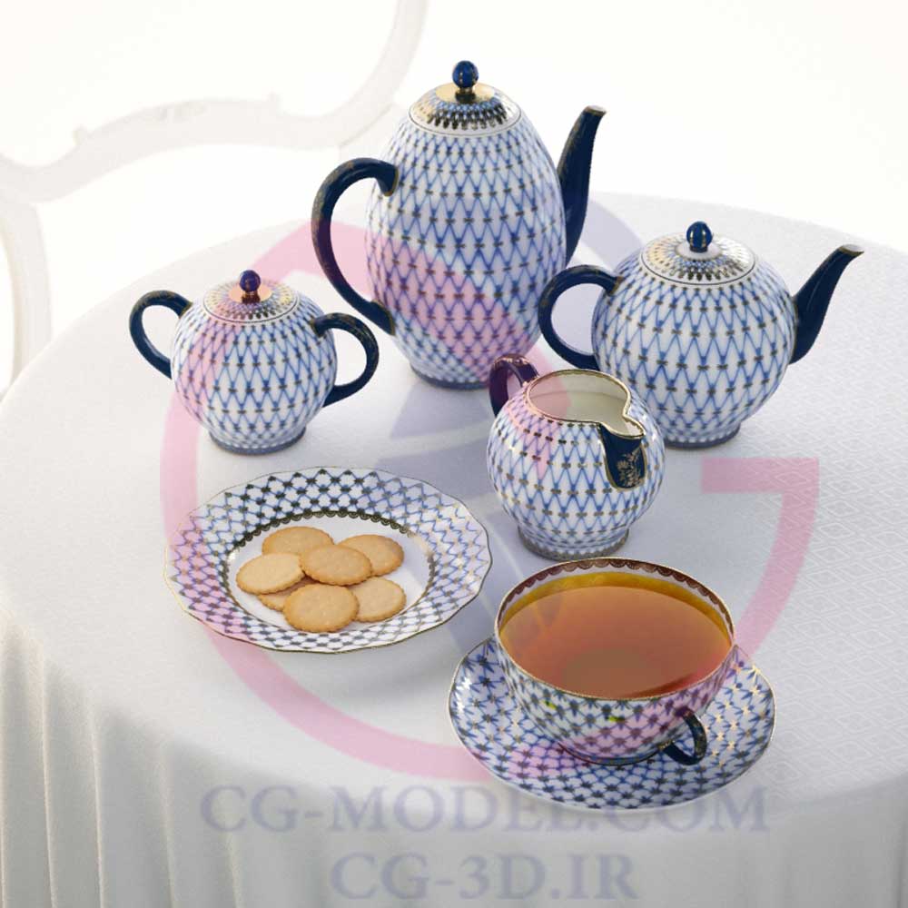 مدل سه بعدی ظروف چایی خوری