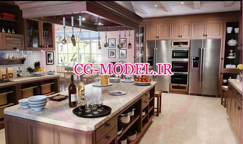آموزش تنظیمات رندر corona برای صحنه داخلی آشپزخانه