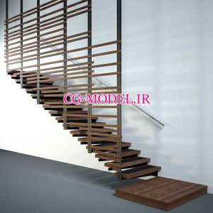 مدل سه بعدی پله چوبی