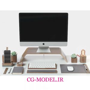 مدل سه بعدی کامپیوتر و لوازم رومیزی